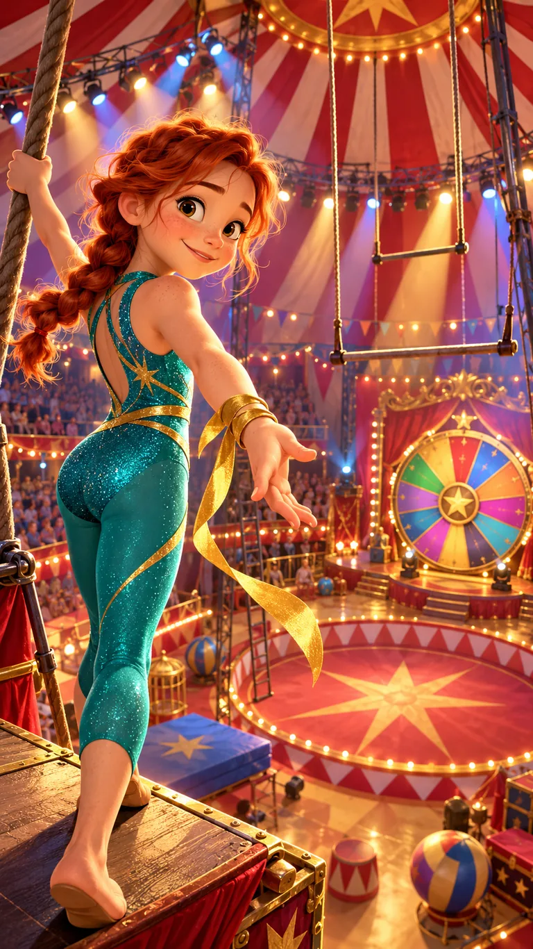 Zélie, jeune trapéziste de 12 ans, sous le chapiteau d'un cirque