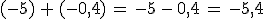 (-5)\,%2B\,(-0%2C4)\,=\,-5\,-\,0%2C4\,=\,-5%2C4
