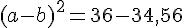 (a-b)^2 = 36 - 34,56