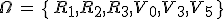 \Omega\,=\,\{\,R_1,R_2,R_3,V_0,V_3,V_5\,\,\}
