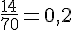 \frac{14}{70}=0{,}2