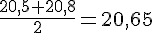 \frac{20{,}5+20{,}8}{2}=20{,}65