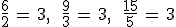 \frac{6}{2}\,=\,3%2C\,\quad\,\frac{9}{3}\,=\,3%2C\,\quad\,\frac{15}{5}\,=\,3