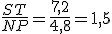 \frac{ST}{NP}=\frac{7,2}{4,8}=1,5