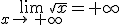 \lim_{x\to\,+\infty}\sqrt{x}=+\infty