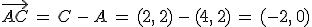 \vec{AC}\,=\,C\,-\,A\,=\,(2%2C\,2)\,-\,(4%2C\,2)\,=\,(-2%2C\,0)