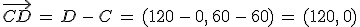 \vec{CD}\,=\,D\,-\,C\,=\,(120\,-\,0%2C\,60\,-\,60)\,=\,(120%2C\,0)
