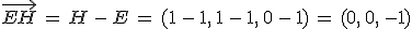 \vec{EH}\,=\,H\,-\,E\,=\,(1\,-\,1%2C\,1\,-\,1%2C\,0\,-\,1)\,=\,(0%2C\,0%2C\,-1)