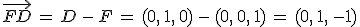 \vec{FD}\,=\,D\,-\,F\,=\,(0%2C\,1%2C\,0)\,-\,(0%2C\,0%2C\,1)\,=\,(0%2C\,1%2C\,-1)