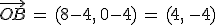\vec{OB}\,=\,(8-4%2C\,0-4)\,=\,(4%2C\,-4)