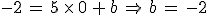 -2\,=\,5\,\times  \,0\,%2B\,b\,\Rightarrow\,b\,=\,-2