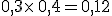 0,3\times  \,0,4=0,12