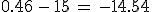 0.46\,-\,15\,=\,-14.54