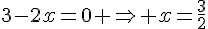 3-2x=0 \Rightarrow x=\frac{3}{2}