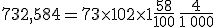 732,584=73\times  10+2\times  1+\frac{58}{100}+ \frac{4}{1\,000}