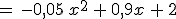 =\,-0{%2C}05\,x^2\,%2B\,0{%2C}9x\,%2B\,2
