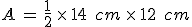 A\,=\,\frac{1}{2}\,\times  \,14\,\%2C\,cm\,\times  \,12\,\%2C\,cm
