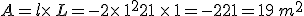 A=l\times   L=-2\times   1^2+21 \times   1=-2+21=19\,m^2