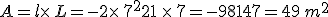 A=l\times  \,L=-2\times  \,7^2+21\,\times  \,7=-98+147=49\,m^2