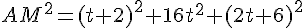 AM^2=(t+2)^2+16t^2+(2t+6)^2