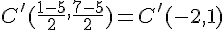 C'( \frac{1-5}{2}, \frac{7-5}{2} ) = C'(-2, 1)