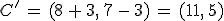 C'\,=\,(8\,%2B\,3%2C\,7\,-\,3)\,=\,(11%2C\,5)