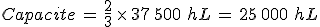 Capacite\,=\,\frac{2}{3}\,\times  \,37\%2C500\,\,hL\,=\,25\%2C000\,\,hL
