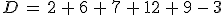 D\,=\,2\,%2B\,6\,%2B\,7\,%2B\,12\,%2B\,9\,-\,3