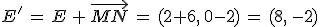E'\,=\,E\,%2B\,\vec{MN}\,=\,(2%2B6%2C\,0-2)\,=\,(8%2C\,-2)