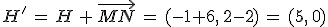 H'\,=\,H\,%2B\,\vec{MN}\,=\,(-1%2B6%2C\,2-2)\,=\,(5%2C\,0)