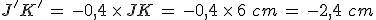 J'K'\,=\,-0%2C4\,\times  \,JK\,=\,-0%2C4\,\times  \,6\,\,cm\,=\,-2%2C4\,\,cm