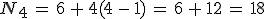 N_4\,=\,6\,%2B\,4(4\,-\,1)\,=\,6\,%2B\,12\,=\,18