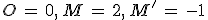 O\,=\,0%2C\,M\,=\,2%2C\,M'\,=\,-1