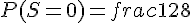 P(S=0)=frac{1}{28}