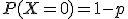 P(X=0)=1-p