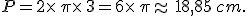 P=2\times  \,\pi\times  \,3=6\times  \,\pi\approx\,18,85\,cm.