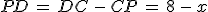 PD\,=\,DC\,-\,CP\,=\,8\,-\,x