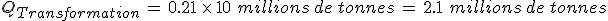 Q_{Transformation}\,=\,0.21\,\times  \,10\%2C\,millions\,de\,tonnes\,=\,2.1\%2C\,millions\,de\,tonnes