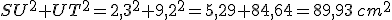 SU^2+UT^2=2,3^2+9,2^2=5,29+84,64=89,93\,cm^2