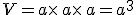 V=a\times  \,a\times  \,a=a^3