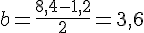 b = \frac{8,4 - 1,2}{2} = 3,6