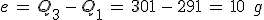 e\,=\,Q_3\,-\,Q_1\,=\,301\,-\,291\,=\,10\,\%2C\,g