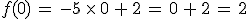 f(0)\,=\,-5\,\times  \,0\,%2B\,2\,=\,0\,%2B\,2\,=\,2