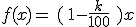 f(x)=\,(\,1-\frac{k}{100}\,\,)x