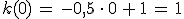 k(0)\,=\,-0%2C5\,\cdot\,0\,%2B\,1\,=\,1
