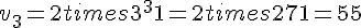 v_3=2times  3^3+1=2times  27+1=55
