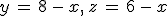 y\,=\,8\,-\,x%2C\,z\,=\,6\,-\,x
