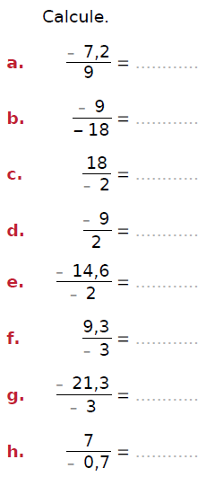 Nombres relatifs et fractions : exercices en 4ème.