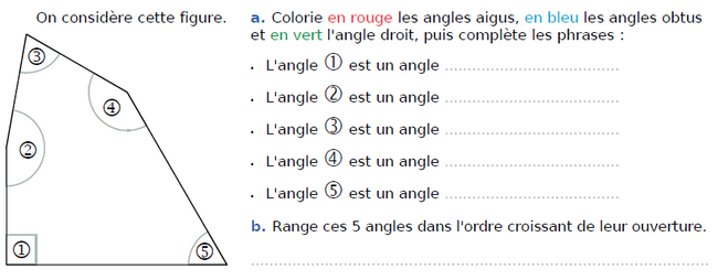 Angles d'un pentagone : exercices en CM1.