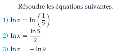 Résoudre les équations : exercices en terminale S.